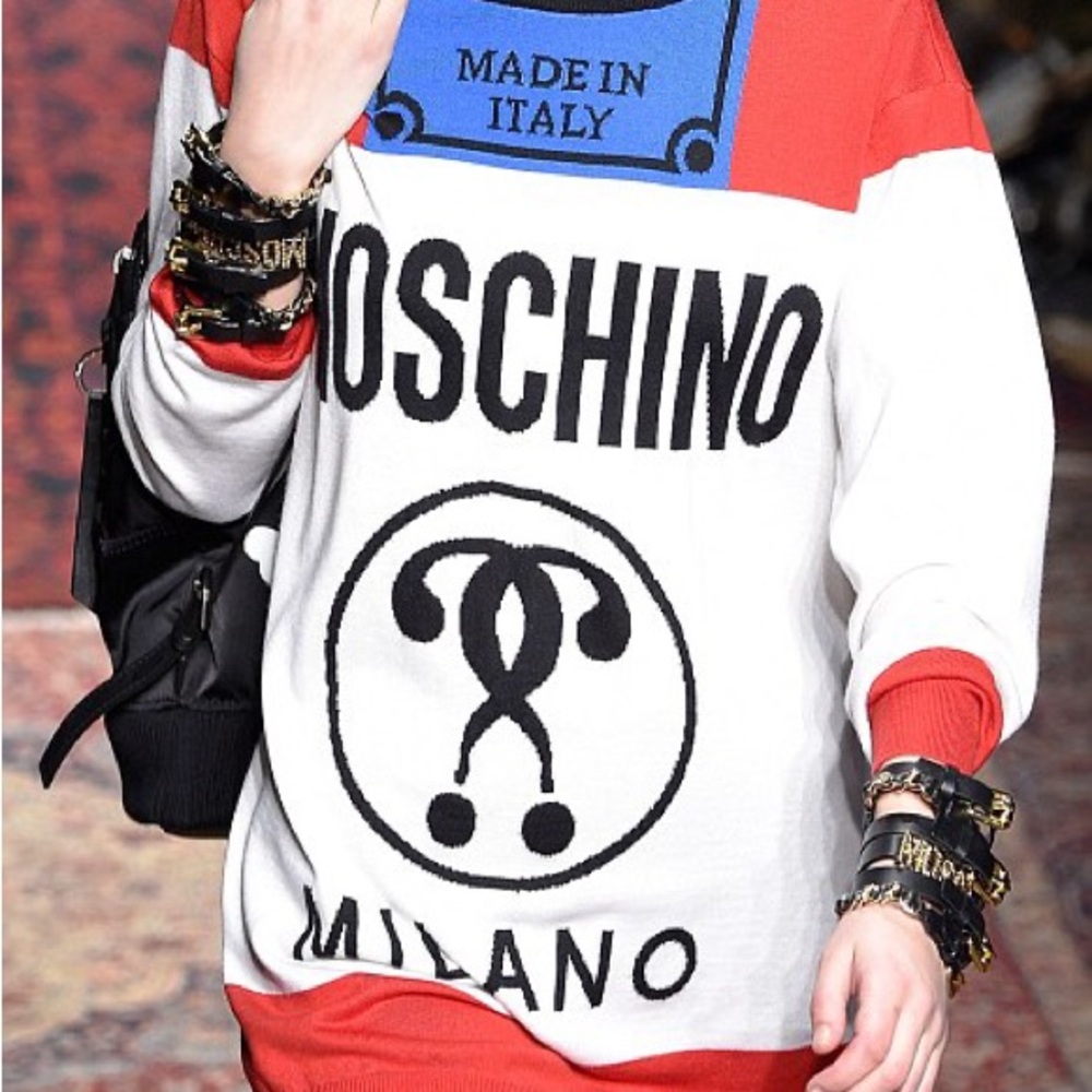 Moschino RARE Red and Cream Cigatte Graphic Long Sleeve Top